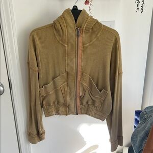 Free people cropped ribbed hoodie jacket